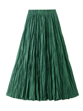 Glossy Wrinkled Long Skirt