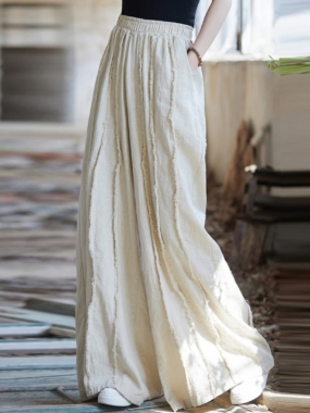 Ramie Pleated Flare Pants