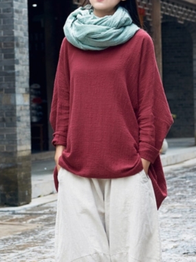 Asymmetric Bohemian Plain Slip Shirt