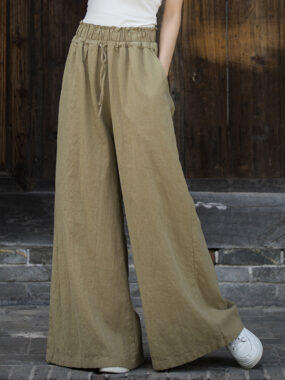 Basic Ramie Blend Wide Leg Pants