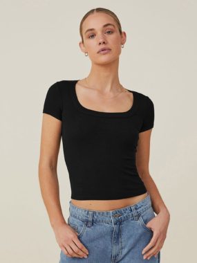 Scoop Square Neck Fitted Crop Top