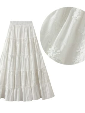 Floral Tone-on-tone Layered A-line Skirt