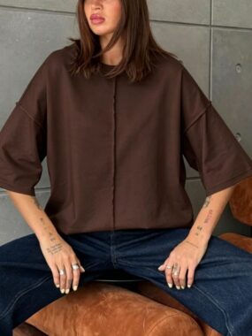 Three-quarter Sleeve T-shirt with Pipping
