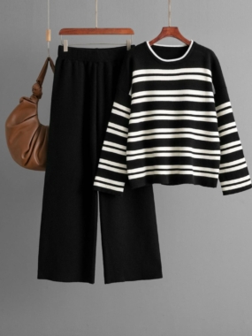 Striped Sweater and Wide Legged Pants