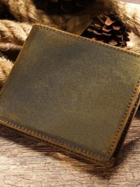 Men Vintage Effect Genuine Leather Wallet