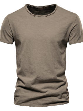 Round Unfinished Collar Basic Tshirt