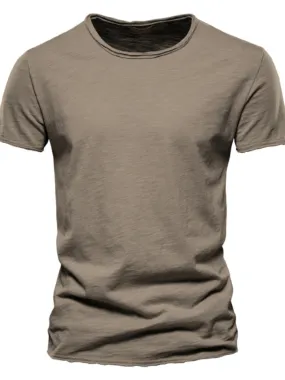 Round Unfinished Collar Basic Tshirt