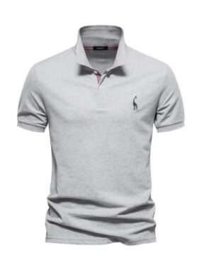 Casual Polo T-Shirt with Embroidered Giraffe