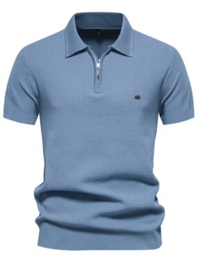 Knitted Short Sleeve Polo Collar T-Shirt