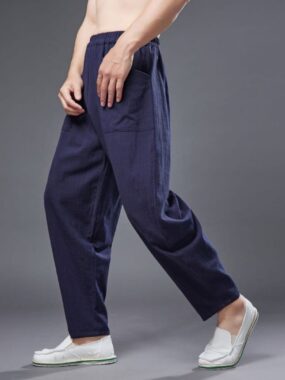 Elastic Waist Harem Linen Cotton Ramie Pants