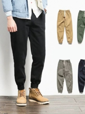 Wooven Cotton Cuffed Fit Classic Pants