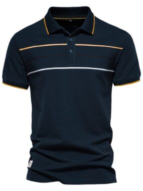 Polo Shirt with Striped Collar