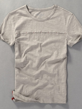 Solid Summer T-Shirt with Front Stitching Detail