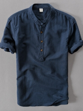 Short Sleeved Mao Collar T-Shirt