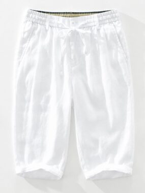 100% Pure Linen Solid Shorts