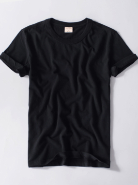 Ribbed O-neck Pure Cotton T-shirt