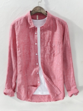 Long Sleeve Linen and Cotton Shirt