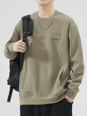 Plain Crew Sweater with Blocking Details