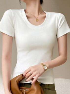 Cotton Round Neck Plain T-shirt
