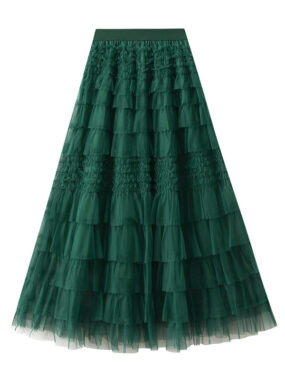Maxi Unbalanced Ruffled Chiffon Skirt