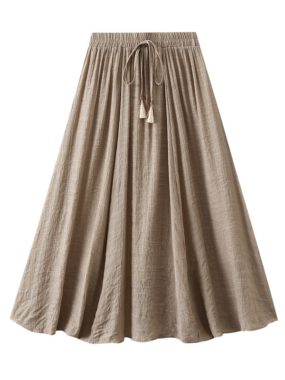 Bohemian Simple Long Skirt with Rope on Waist