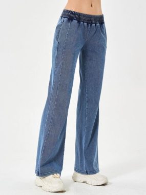 Jogger Fit Denim Pants with Elastic Waistband