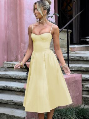 Midi Length Skater Flounced Dress