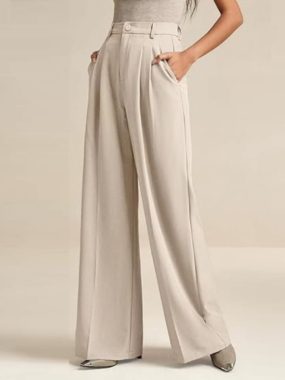 Relaxed Fit Smocked Waistband Female Pants