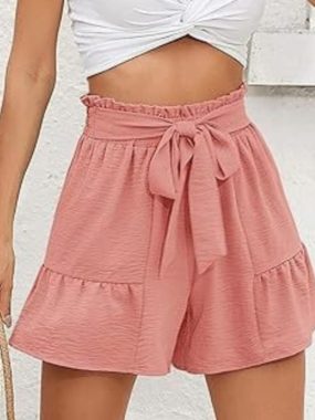 High Waist Ruffled Shorts with Front Bow