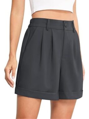 Folded Hem Pleated Classic Shorts