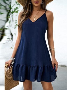 Slip Sundress Wide Fit with One Ruffled Hem
