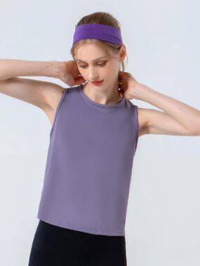 Basic Solid Color Sleeveless Stretchy Sports Top
