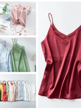 V-Neck Suspender Satin Top