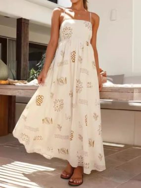 Spaghetti Strap Flounce Printed Sundress