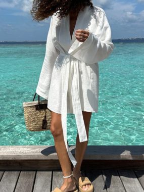 Linen Cotton Beach Robe Dress