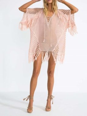 Knitted Tassel Beach Mini Dress