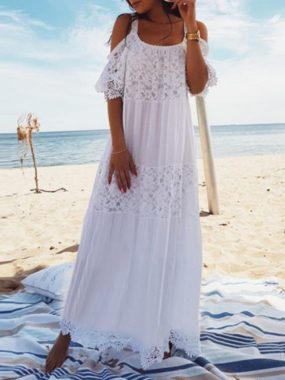 Women's White Lace Maxi Dress