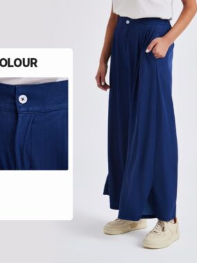 Loose Fit Flouncy High Waist Elastic Denim Pants