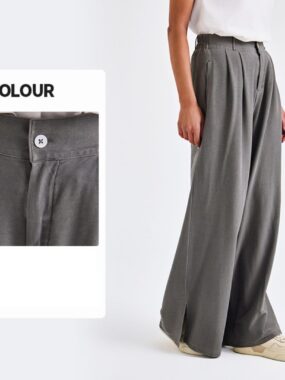 Soft Flouncy Elastic Waist Breathable Denim Pants