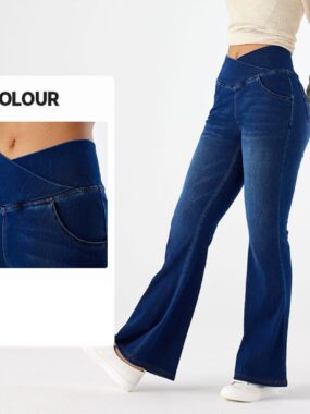 High Waist High Elasticity Flared Denim Jeans