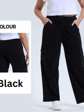 Straight Cut Loose Fit Denim Cargo Pants