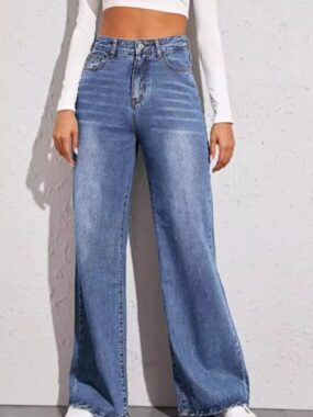 Loose Fit Washed Denim Non Stretchy Jeans