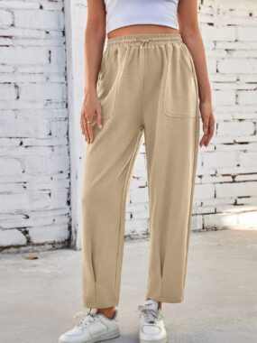 Loose Fit Drawstring Pants with Pockets