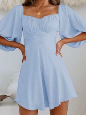 Flouncy Pleated Elastic Waist Dress