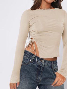 Long Sleeve Irregular Hem with Cut-out Top