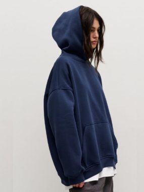 Oversized Cotton Fleece Hoodie With Kangaroo Pockets