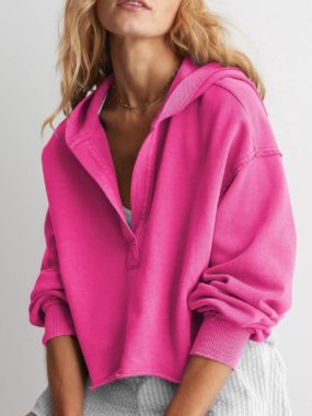 Fleeced Cropped Hooded Sweatshirt