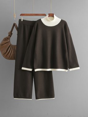 Turtleneck Color Contrast Sweater And Wide Legged Pants