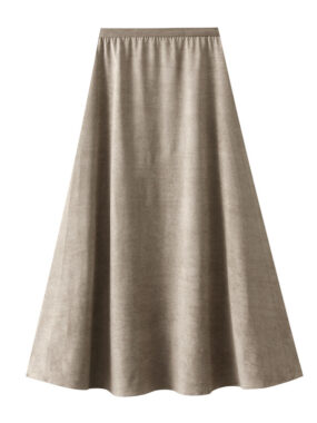 Winter A-line Flounce Suede Midi Skirt