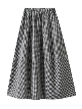 Checkered High Waist Midi Skirt
